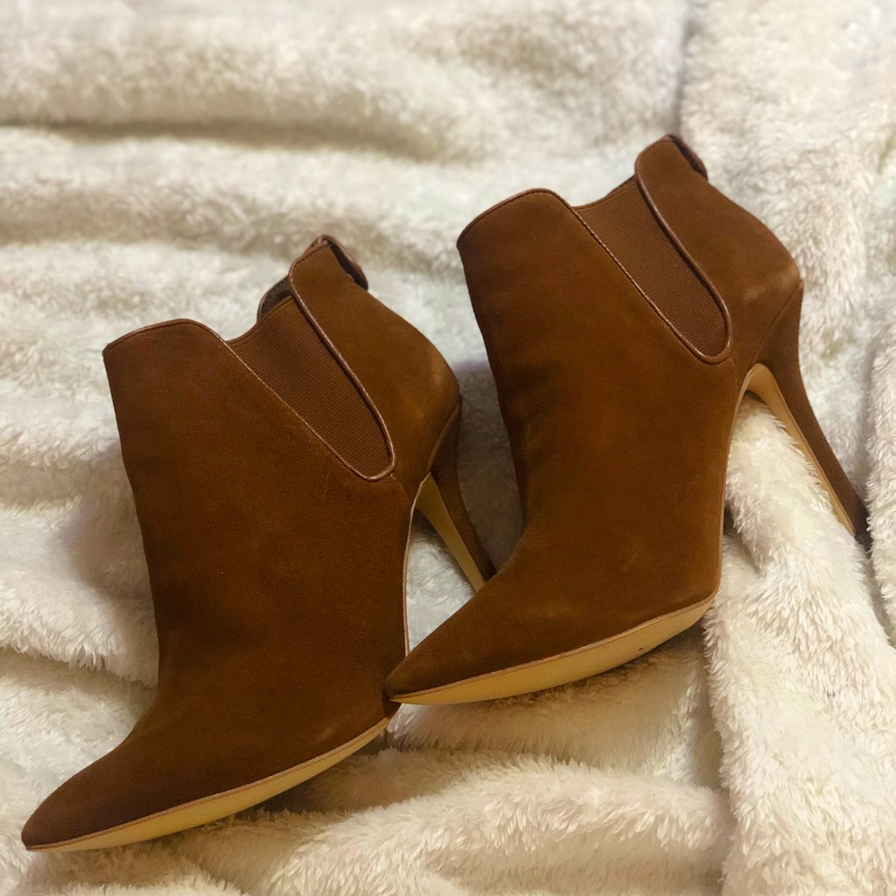 Brown suede heels